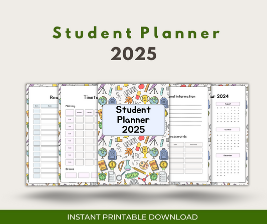 2025 Student Planner and Organizer for School, College, and Personal Use